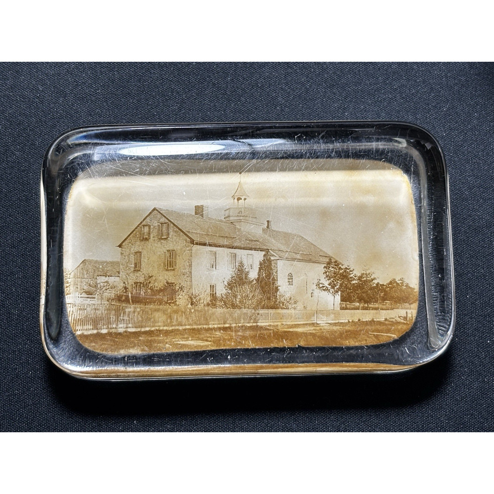 Antique Glass Paperweight Church w Cupola Lewis P Peters Mauch Chunk Jim Thorpe